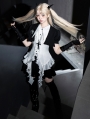 Black and White Ruffle Trim Gothic Lolita Top and Skirt Set