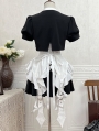 Black and White Ruffle Trim Gothic Lolita Top and Skirt Set