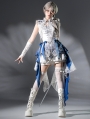 White and Blue Dragon Skeleton Embroidery Gothic Lolita Outfit