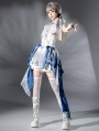 White and Blue Dragon Skeleton Embroidery Gothic Lolita Outfit