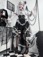 Gray and Black Gothic Long Sleeve Top and High-Low Skirt Lolita Set