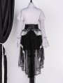 Gray and Black Gothic Long Sleeve Top and High-Low Skirt Lolita Set