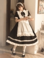 Black and White Maid Lolita Short Sleeve OP Dress and Apron Set