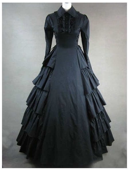 Black Classic Gothic Victorian Dress - Devilnight.co.uk