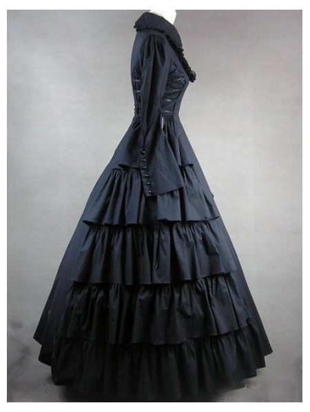 Black Classic Gothic Victorian Dress - Devilnight.co.uk