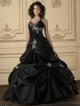 Black Embroidery Ball Gown Gothic Wedding Dress