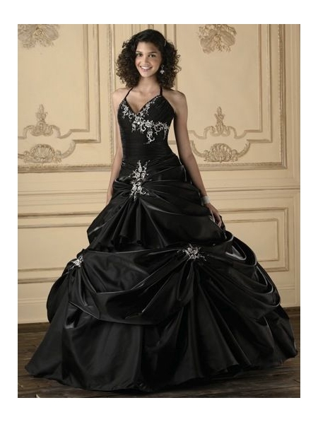Black Round Neck Tulle Long Beads Lace A-Line Lace up Sleeveless Prom –  Rjerdress