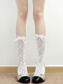 White Sweet Lace Ruffle Fishnet Socks