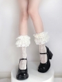 White Bow Wings Layered Lace Ruffled Socks