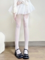 White Lolita Sexy Asymmetric Butterfly Print Fishnet Tights