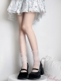 White Gothic Polka Dot Print Mesh Layered Socks