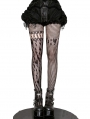 Black Gothic Heart Pattern Cutout Fishnet Tights