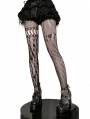 Black Gothic Heart Pattern Cutout Fishnet Tights