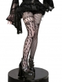 Black Gothic Heart Pattern Cutout Fishnet Tights