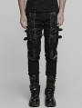 Black Gothic Metal Punk Rock Tight Fit Pants for Men