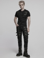 Black Gothic Metal Punk Rock Tight Fit Pants for Men