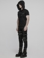 Black Gothic Metal Punk Rock Tight Fit Pants for Men
