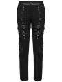 Black Gothic Metal Punk Rock Tight Fit Pants for Men