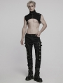 Black Gothic Rivet Punk Knight Armor Patch Pants for Men