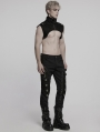 Black Gothic Rivet Punk Knight Armor Patch Pants for Men