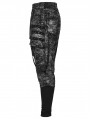 Black and Gray Gothic Punk Textured Drop Crotch Pants for Men