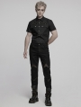 Black Gothic Punk Mesh Splicing Tight Pants for Men
