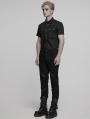 Black Gothic Punk Mesh Splicing Tight Pants for Men