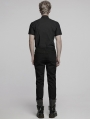Black Gothic Punk Mesh Splicing Tight Pants for Men