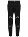 Black Gothic Punk Mesh Splicing Tight Pants for Men