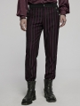 Black and Red Gothic Steampunk Striped Slim Fit Pants for Men