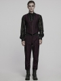 Black and Red Gothic Steampunk Striped Slim Fit Pants for Men