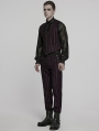 Black and Red Gothic Steampunk Striped Slim Fit Pants for Men