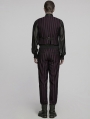 Black and Red Gothic Steampunk Striped Slim Fit Pants for Men