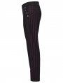 Black and Red Gothic Steampunk Striped Slim Fit Pants for Men