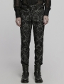 Black Retro Gothic Palace Embroidered Pattern Pants for Men