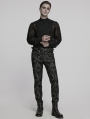 Black Retro Gothic Palace Embroidered Pattern Pants for Men