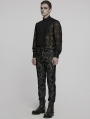 Black Retro Gothic Palace Embroidered Pattern Pants for Men