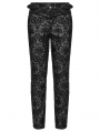 Black Retro Gothic Palace Embroidered Pattern Pants for Men