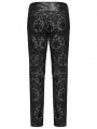 Black Retro Gothic Palace Embroidered Pattern Pants for Men