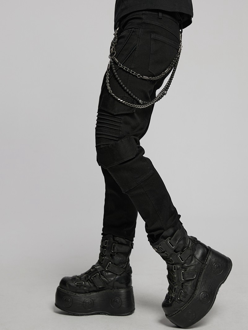 Black Gothic Punk Retro Skull Bead Pants Chain