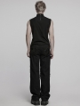 Black Gothic Punk Vision Studded Mesh Vest Top for Men