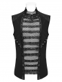 Black Gothic Punk Vision Studded Mesh Vest Top for Men