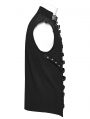 Black Gothic Punk Vision Studded Mesh Vest Top for Men