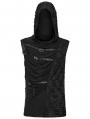 Black Gothic Punk Asymmetrical Splicing Hooded Sleeveless T-Shirt for Men