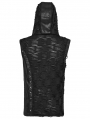 Black Gothic Punk Asymmetrical Splicing Hooded Sleeveless T-Shirt for Men