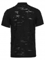 Black Gothic Punk Tattered Mesh Patchwork Short Sleeve T-Shirt for Men
