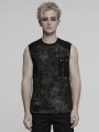 Black Gothic Punk Mesh Splicing Vest Top for Men