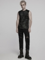 Black Gothic Punk Mesh Splicing Vest Top for Men