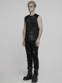 Black Gothic Punk Mesh Splicing Vest Top for Men