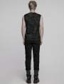 Black Gothic Punk Mesh Splicing Vest Top for Men